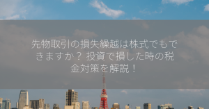 先物取引の損失繰越は株式でもできますか？ 投資で損した時の税金対策を解説！